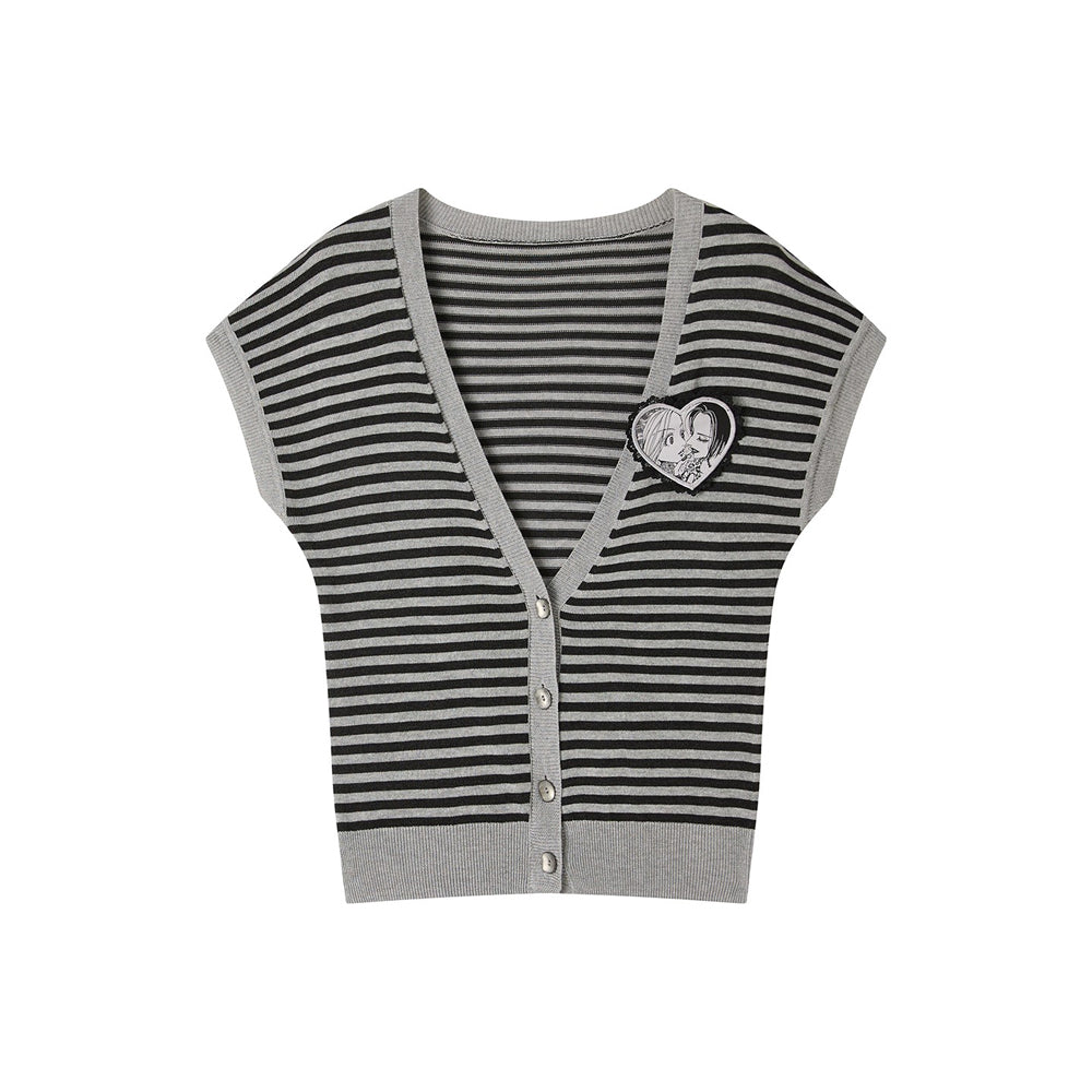 Punk Striped Heart Patch Knit Vest