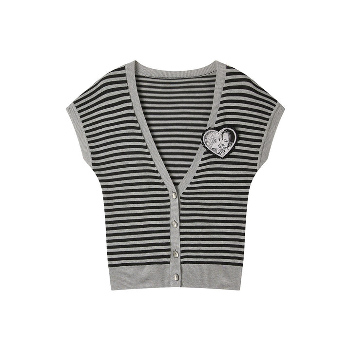 Punk Striped Heart Patch Knit Vest