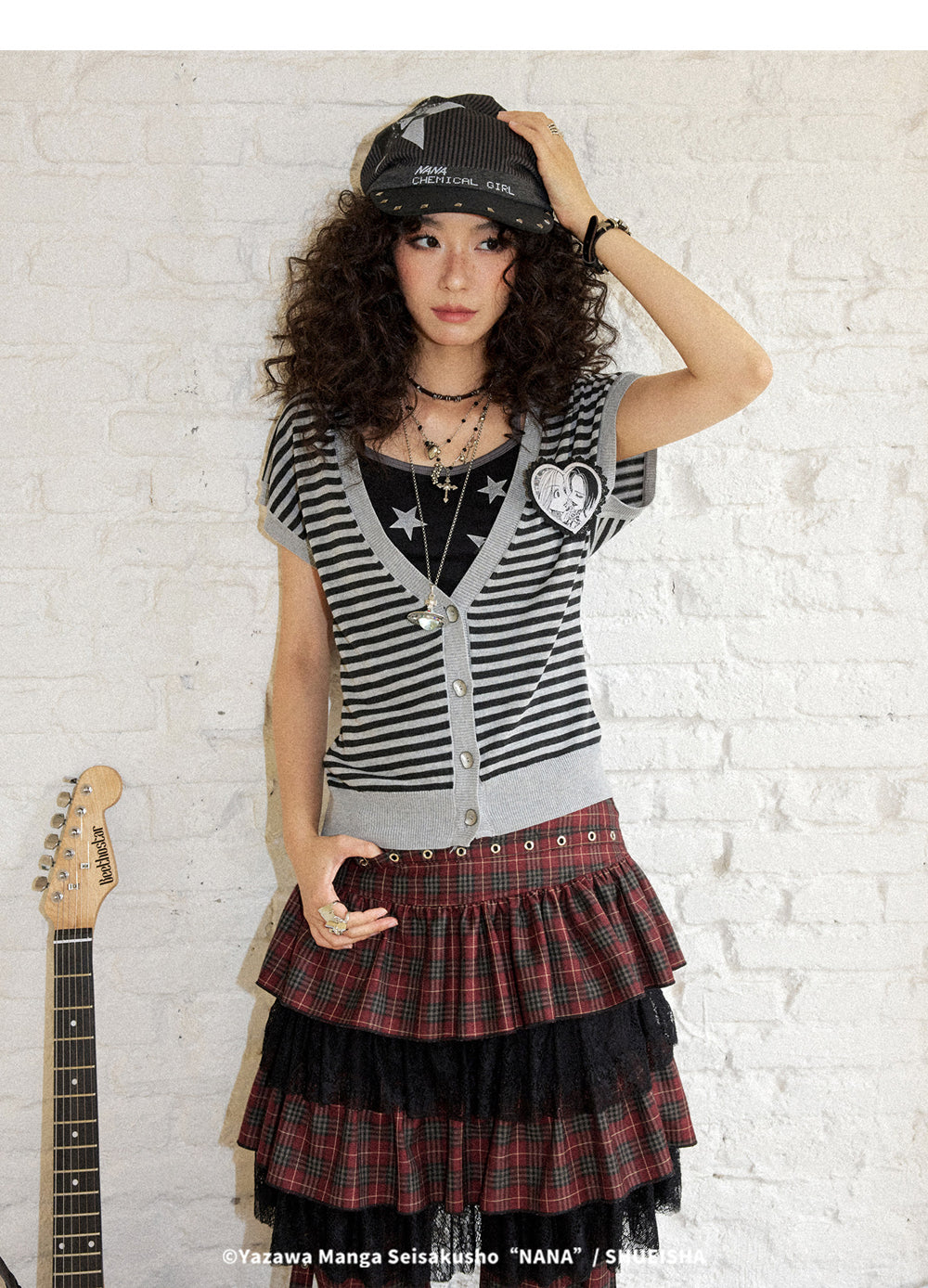 Punk Striped Heart Patch Knit Vest