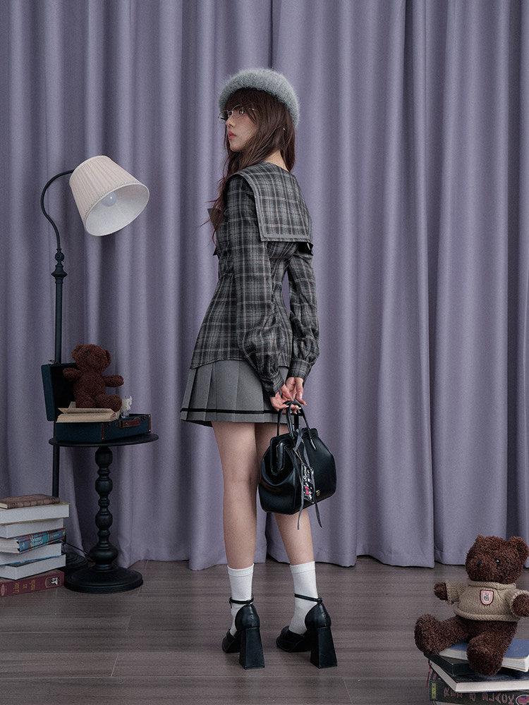 Plaid Sailor Collar Mini Dress