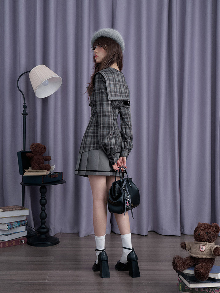 Plaid Sailor Collar Mini Dress
