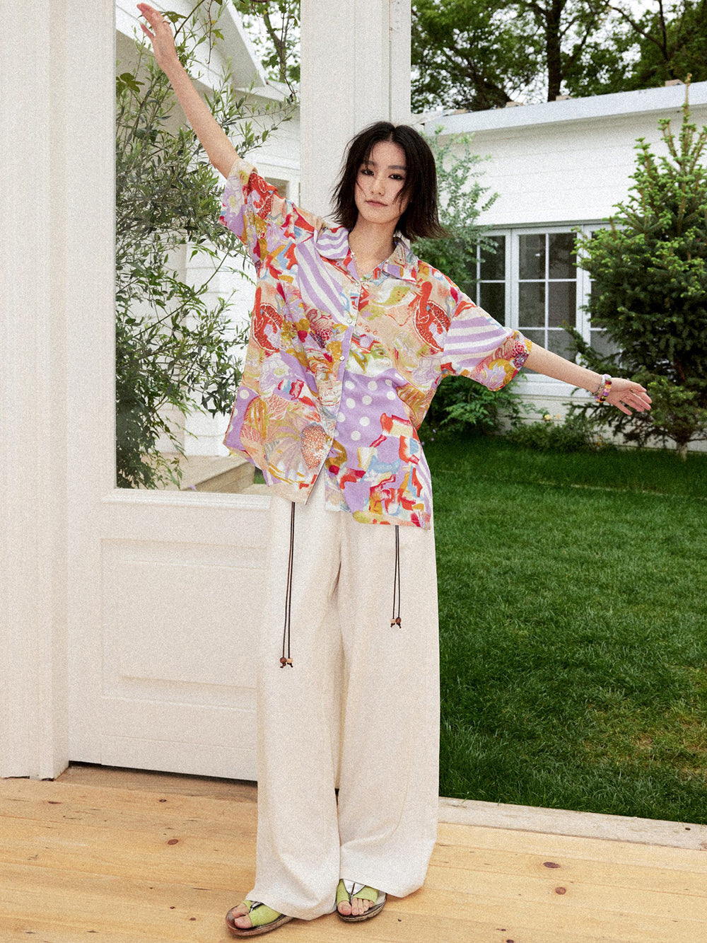 Vintage Inspired Pastel Abstract Patchwork Shirt