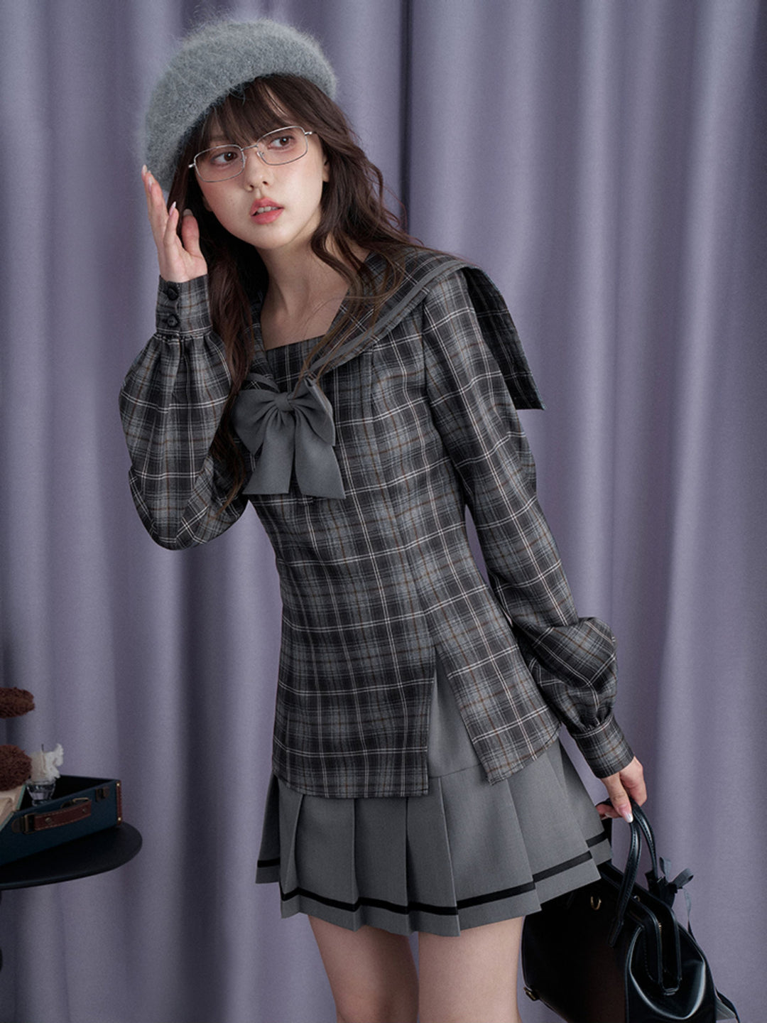 Plaid Sailor Collar Mini Dress