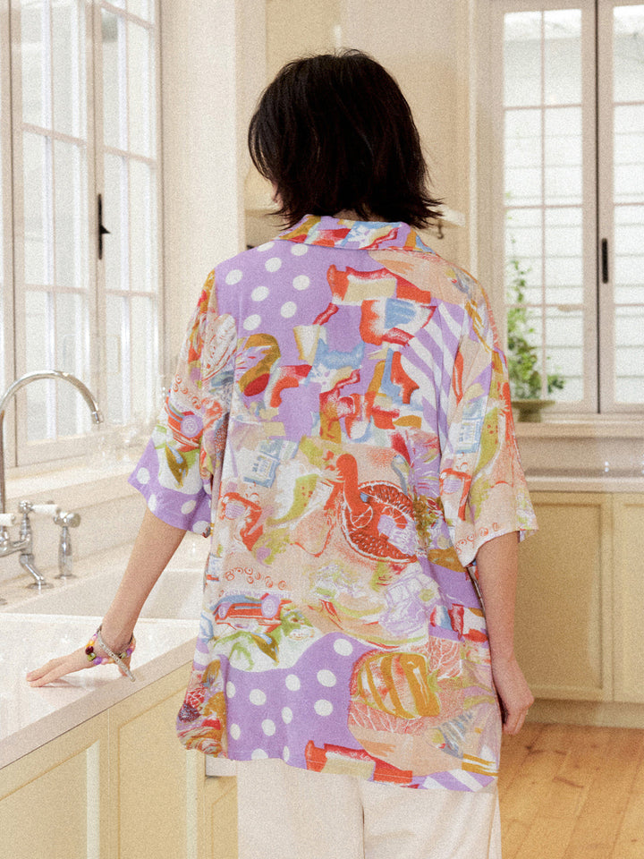 Vintage Inspired Pastel Abstract Patchwork Shirt