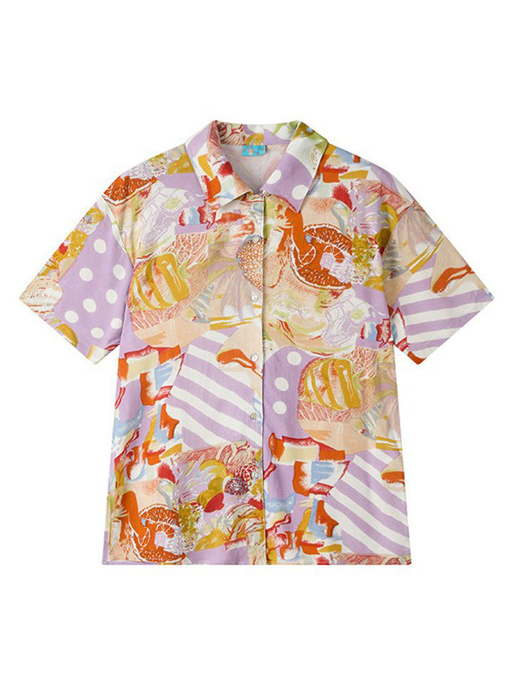 Vintage Inspired Pastel Abstract Patchwork Shirt