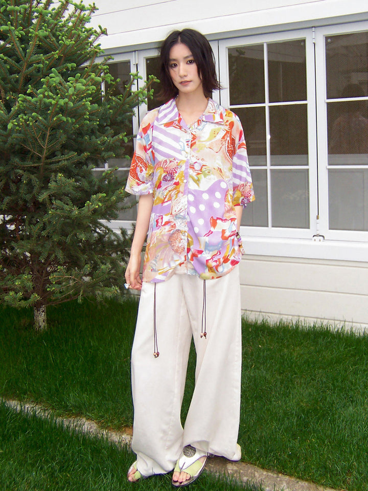 Vintage Inspired Pastel Abstract Patchwork Shirt