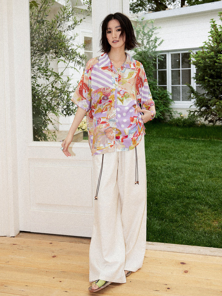 Vintage Inspired Pastel Abstract Patchwork Shirt