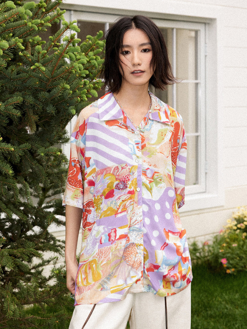 Vintage Inspired Pastel Abstract Patchwork Shirt