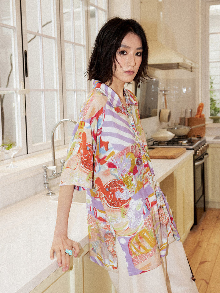 Vintage Inspired Pastel Abstract Patchwork Shirt