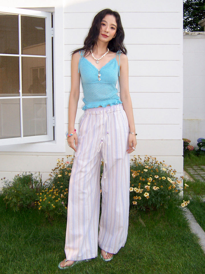 Soft Girl Striped Wide Leg Pants