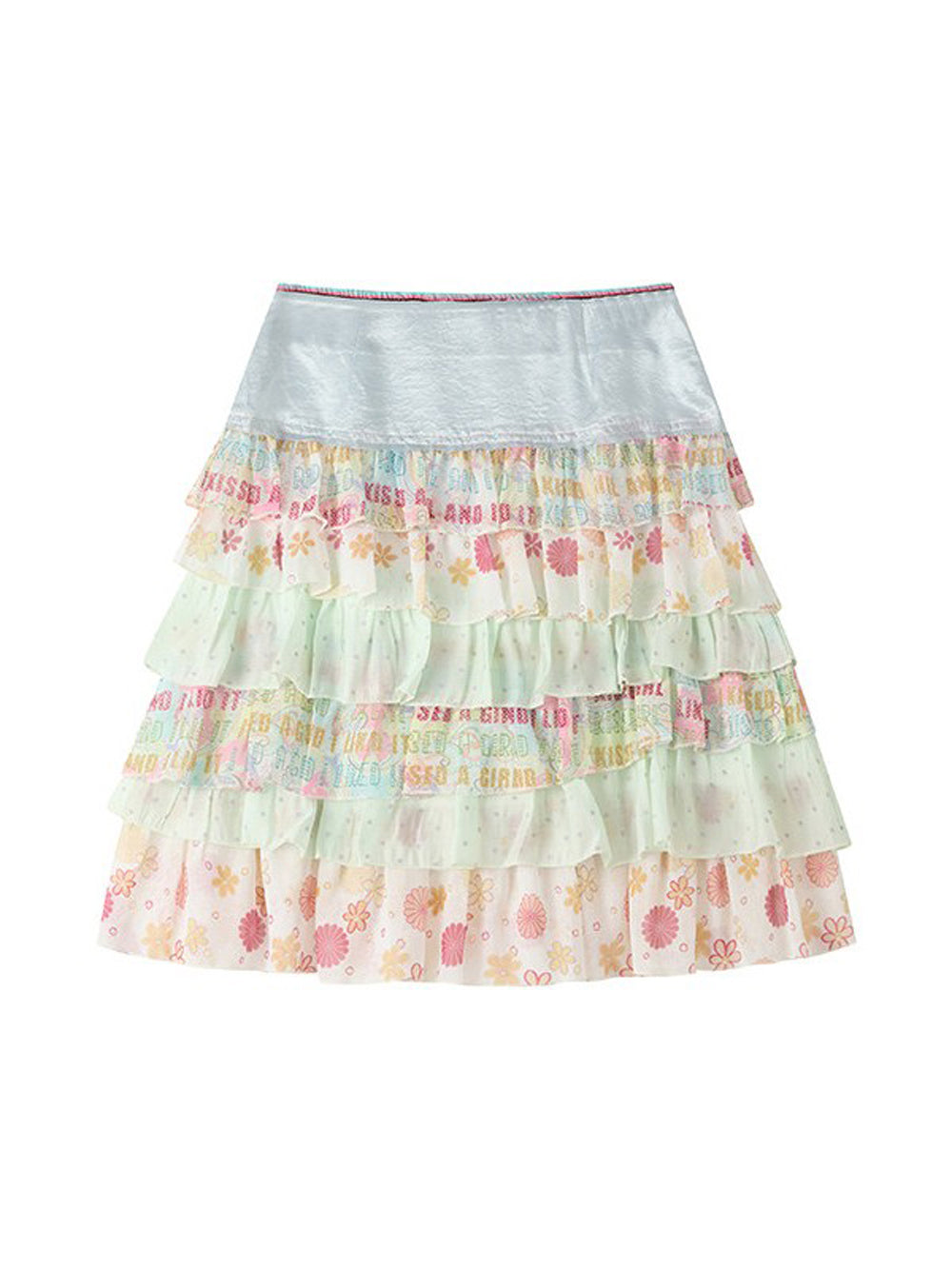 Fairy Kei Layered Floral Ruffle Mini Skirt