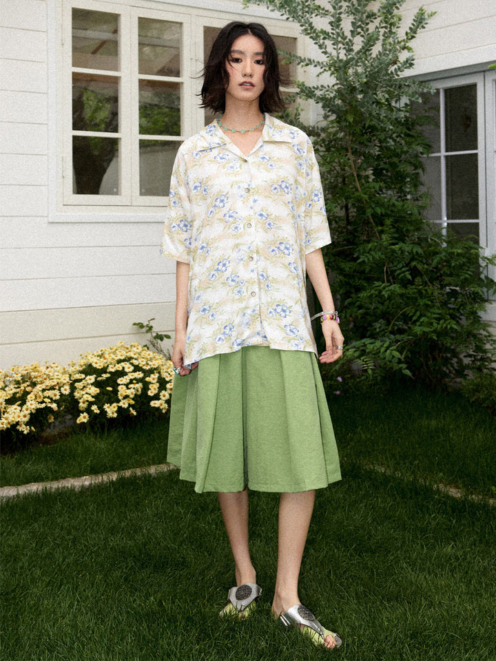 Vintage Blue Floral Button Up Shirt