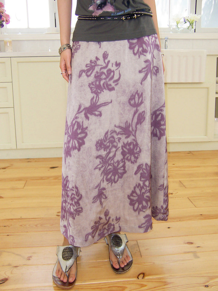 Vintage Purple Floral Maxi Skirt