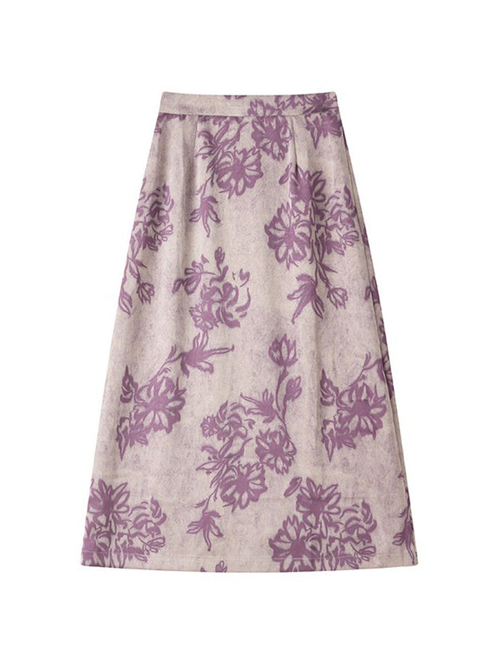 Vintage Purple Floral Maxi Skirt