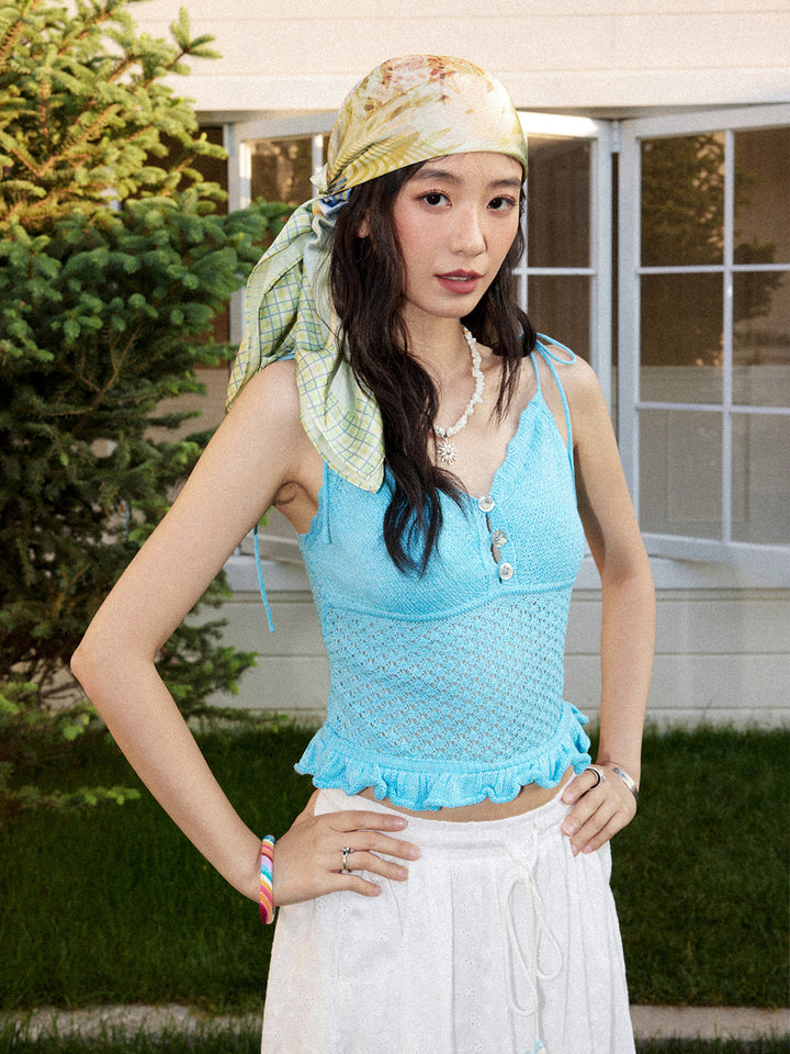 Crochet Tie Shoulder Cami Top