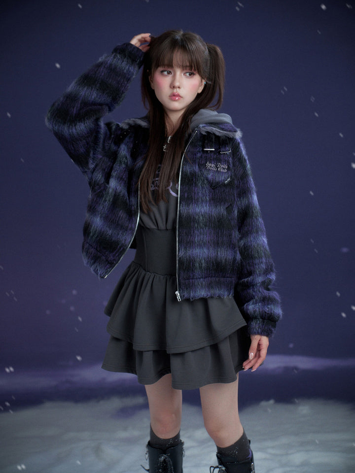 Cat Graphic Cinched Waist Hoodie Dress