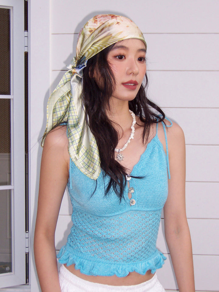 Crochet Tie Shoulder Cami Top