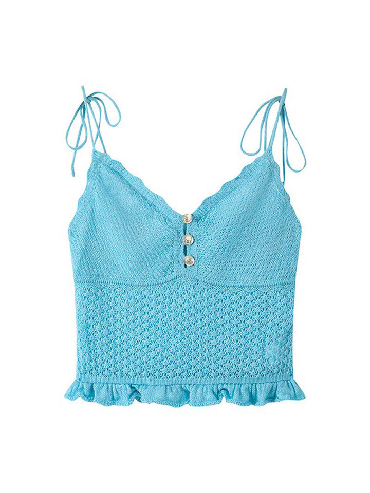 Crochet Tie Shoulder Cami Top