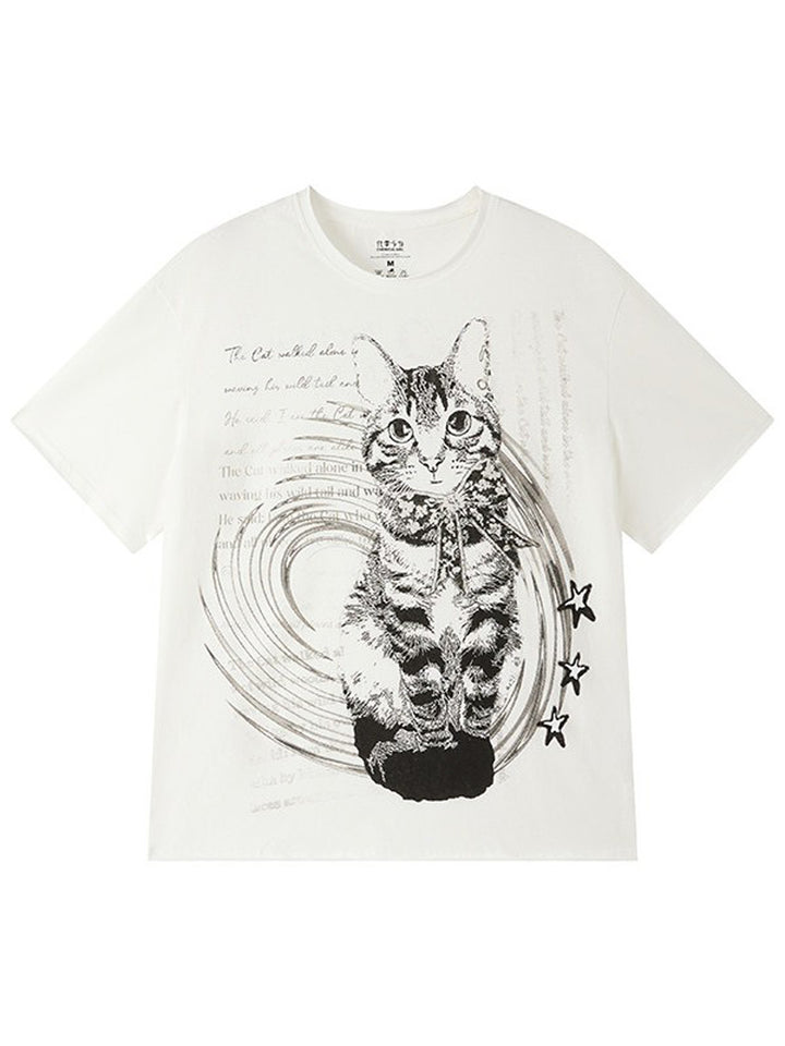 Vintage Cat Graphic T-Shirt