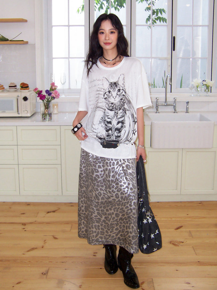 Vintage Cat Graphic T-Shirt