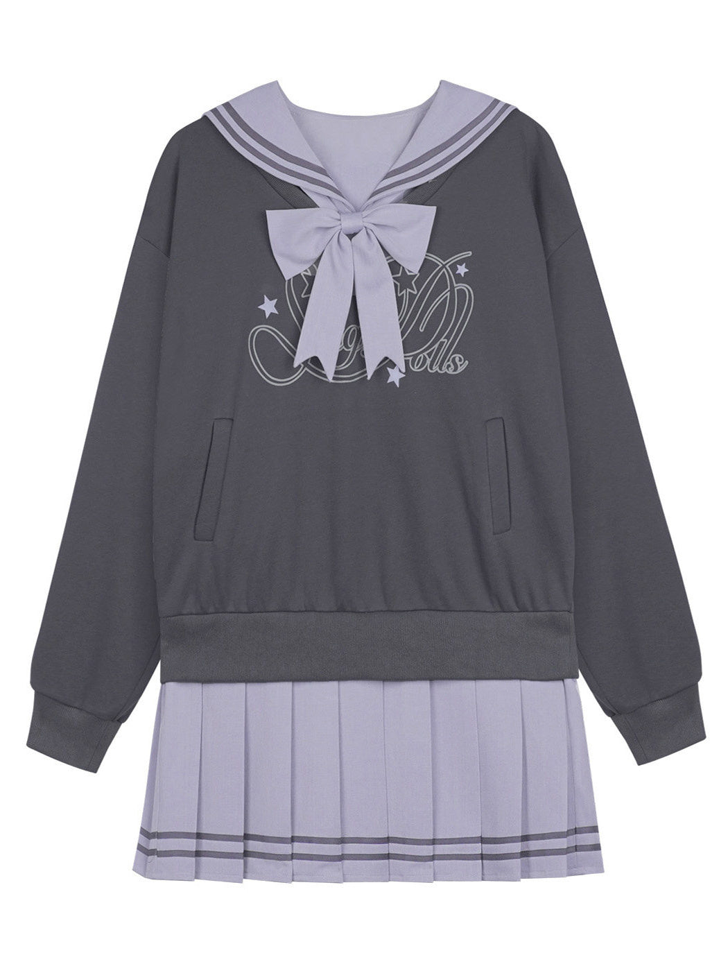 Sailor Bow Sweatshirt Mini Dress