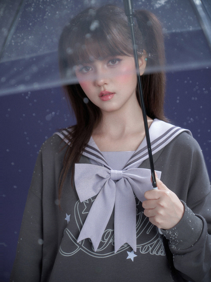 Sailor Bow Sweatshirt Mini Dress