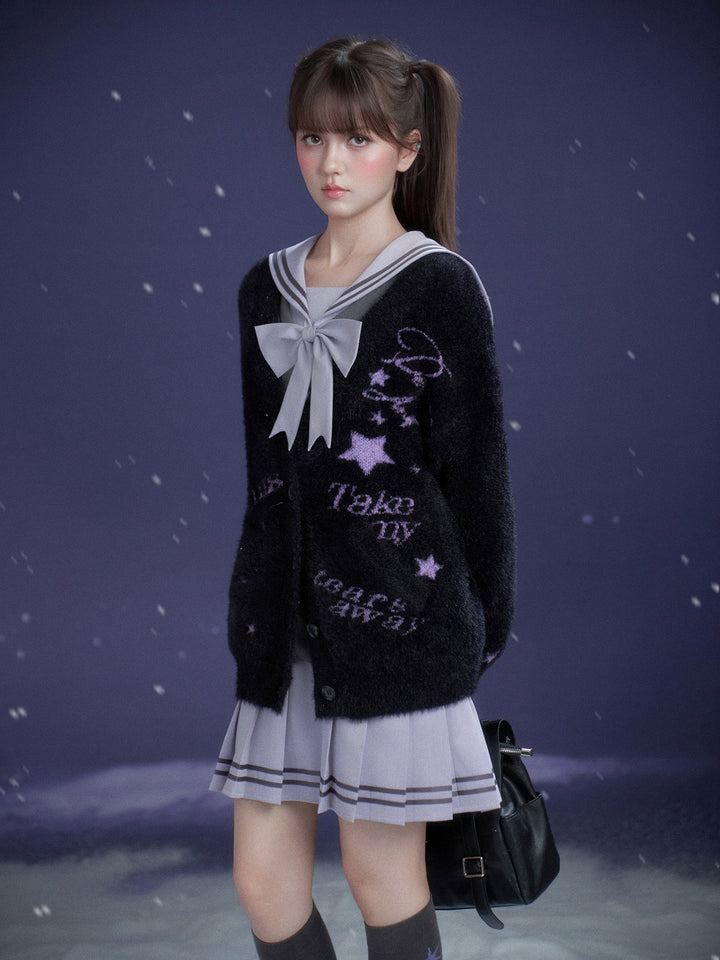Sailor Bow Sweatshirt Mini Dress