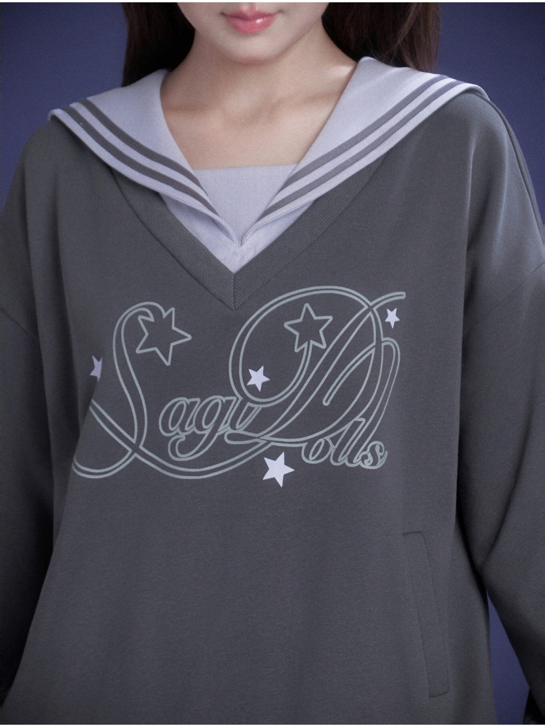 Sailor Bow Sweatshirt Mini Dress