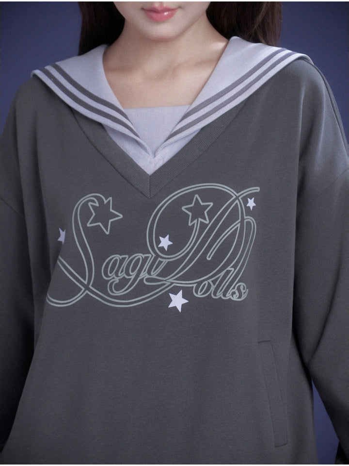 Sailor Bow Sweatshirt Mini Dress