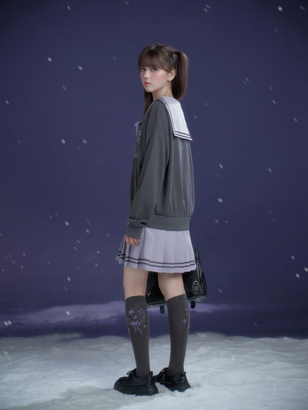 Sailor Bow Sweatshirt Mini Dress