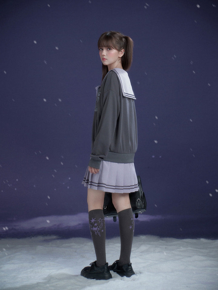 Sailor Bow Sweatshirt Mini Dress