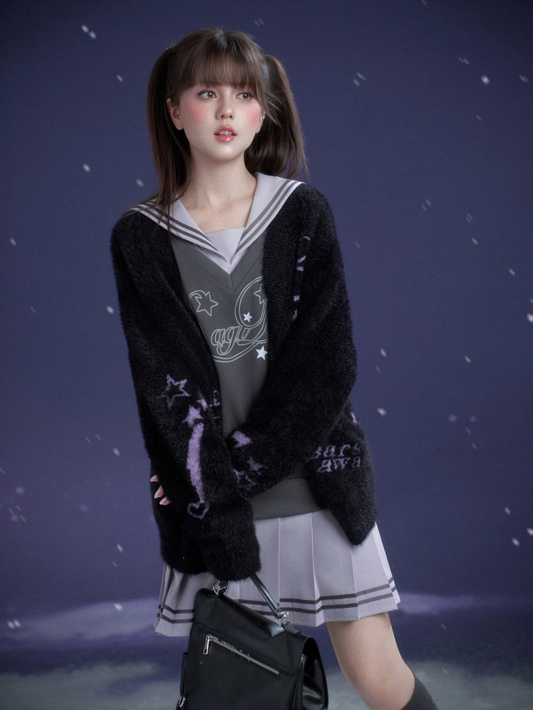 Sailor Bow Sweatshirt Mini Dress