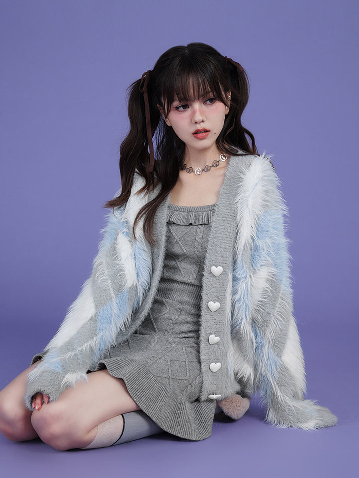 Ruffle Trim Cable Knit Mini Dress