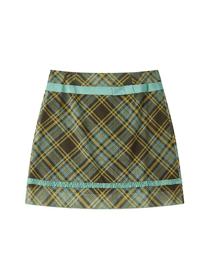 Preppy Plaid Bow Trim Mini Skirt