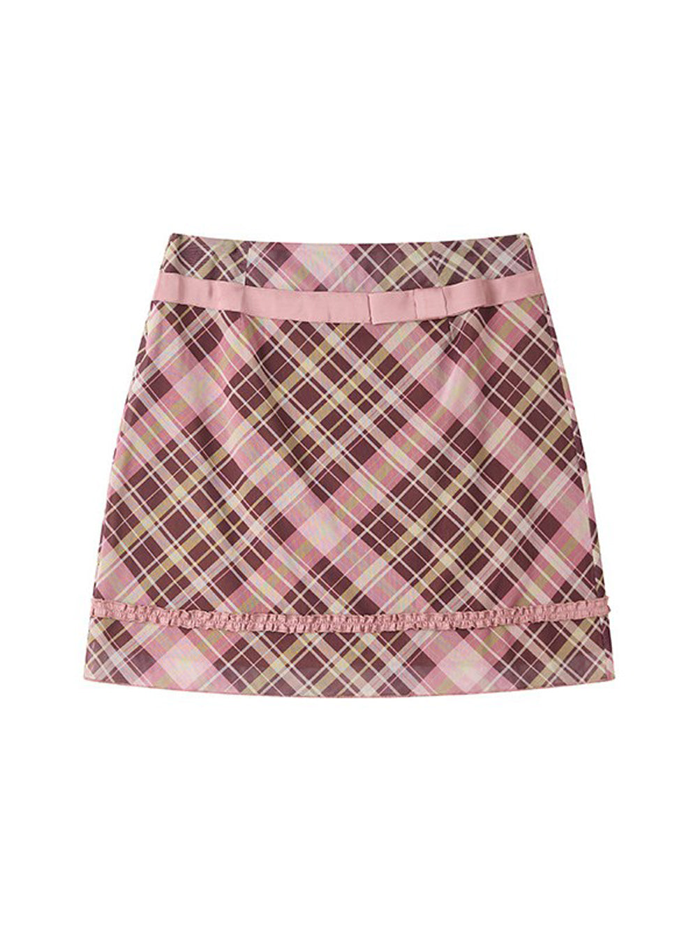 Preppy Plaid Bow Trim Mini Skirt
