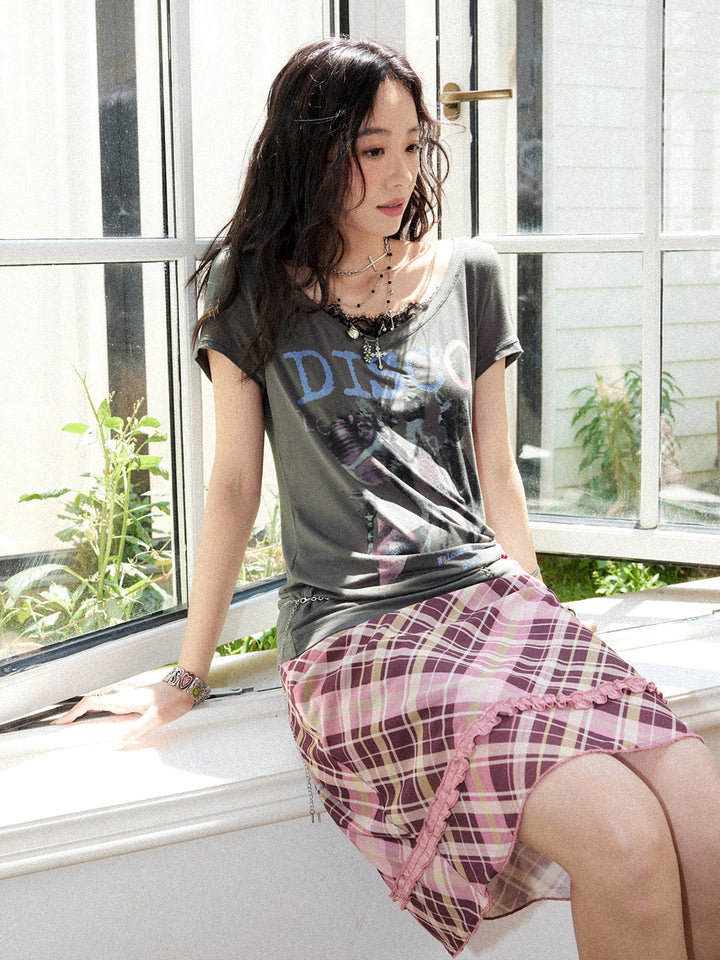 Preppy Plaid Bow Trim Mini Skirt