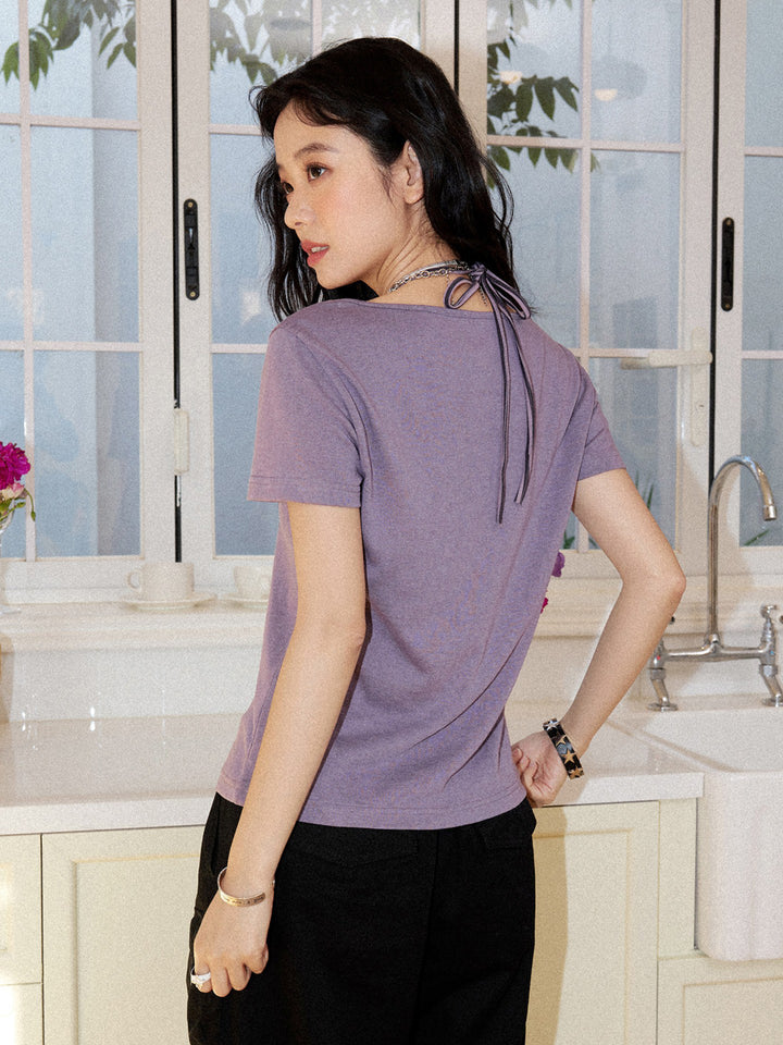 Vintage Cat Graphic Scoop Neck T-Shirt