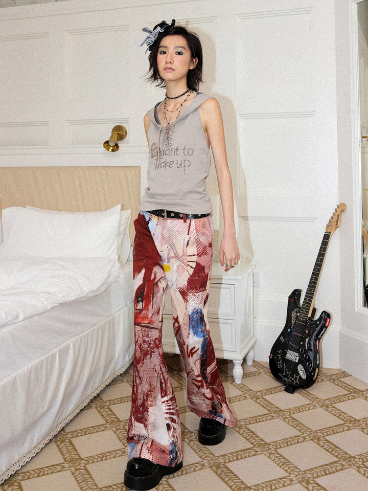 Manga Graphic Wide Leg Pants