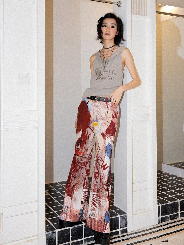 Manga Graphic Wide Leg Pants