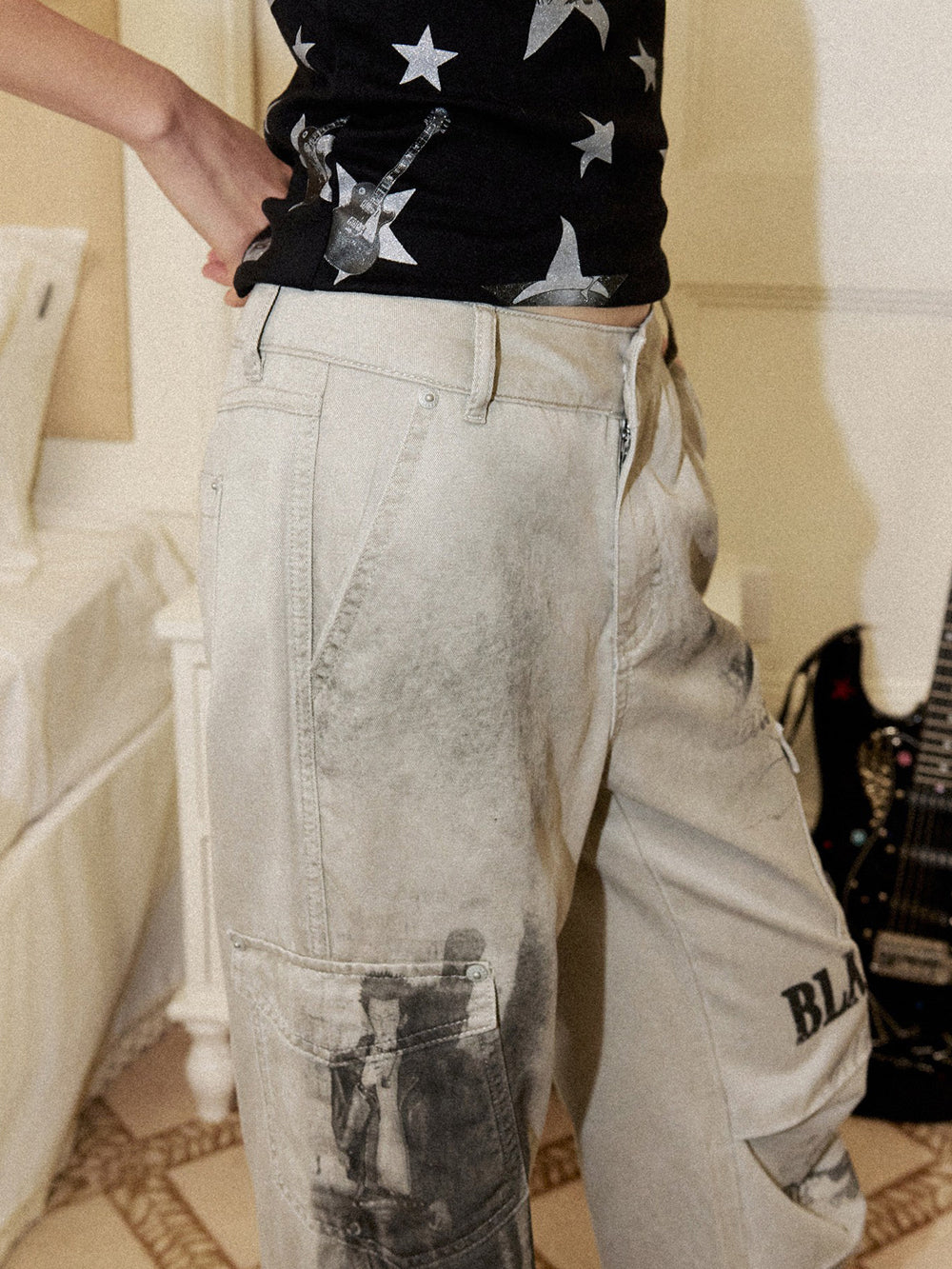 Vintage Manga Graphic Washed Wide Leg Pants
