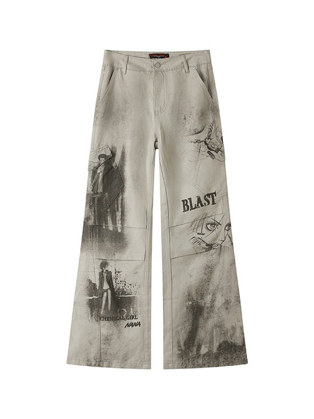 Vintage Manga Graphic Washed Wide Leg Pants