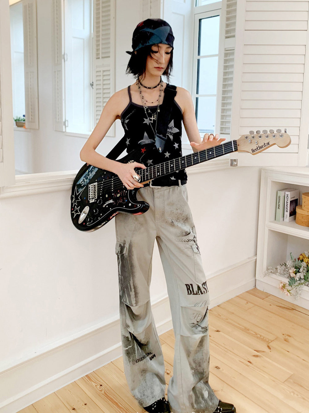 Vintage Manga Graphic Washed Wide Leg Pants