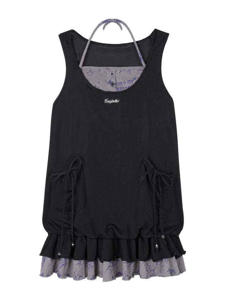 Cat Ear Layered Ruffle Mini Dress