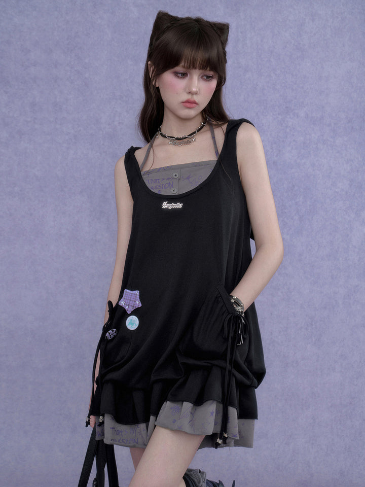 Cat Ear Layered Ruffle Mini Dress