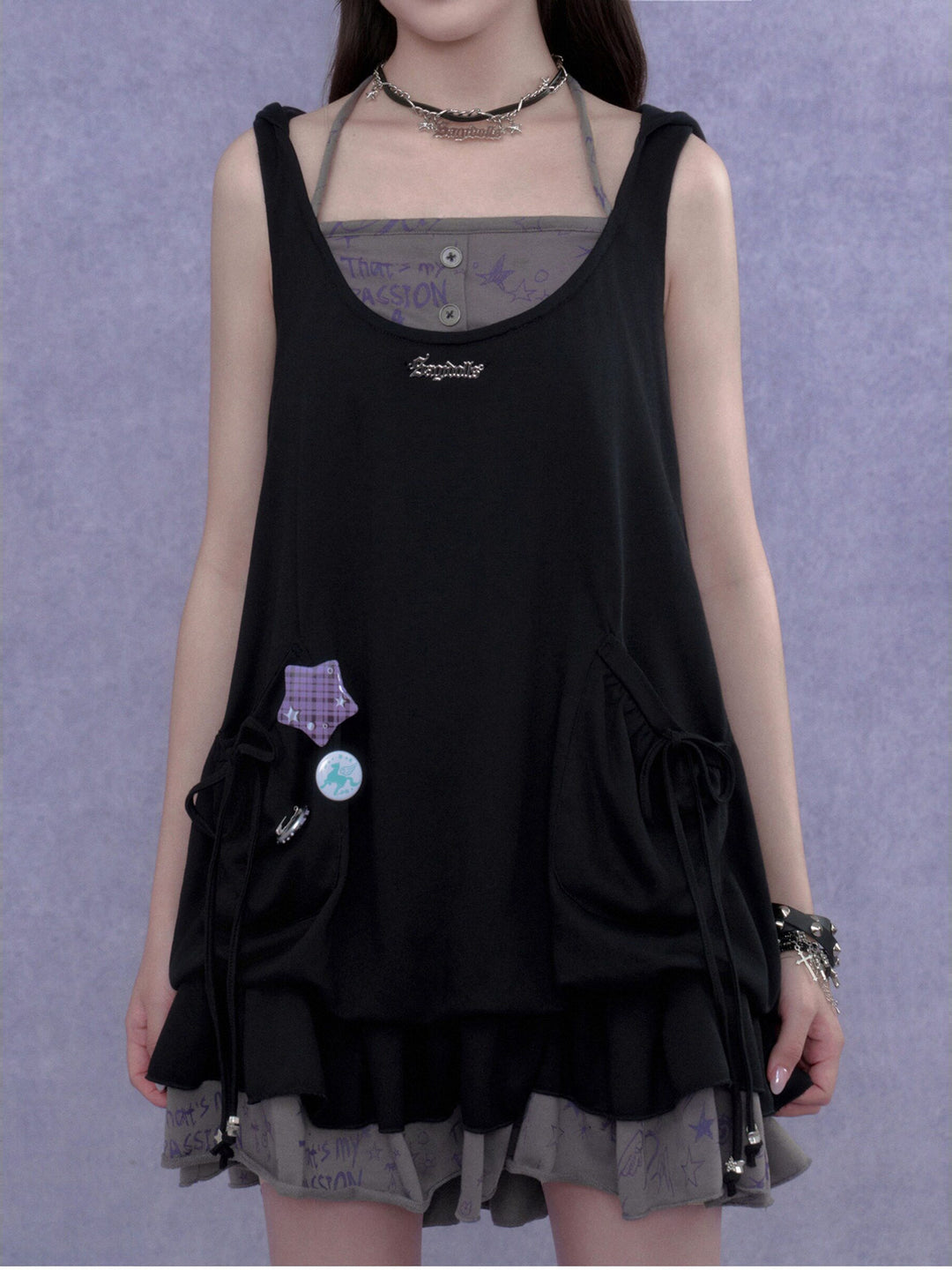 Cat Ear Layered Ruffle Mini Dress