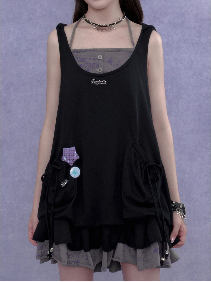 Cat Ear Layered Ruffle Mini Dress
