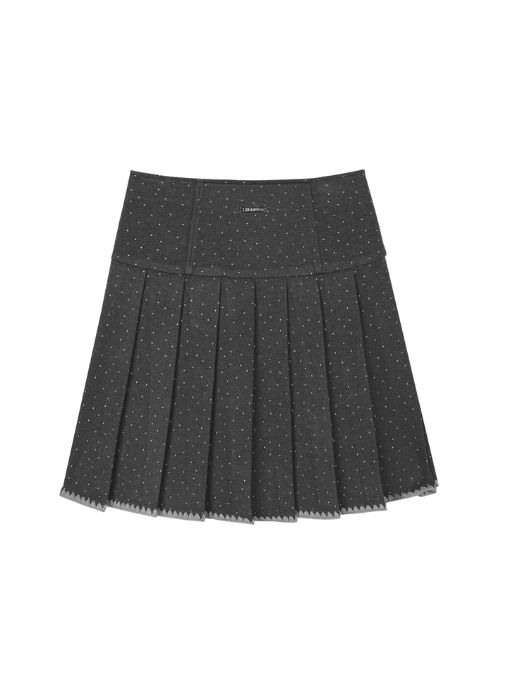 Dotted Pleated Mini Skirt