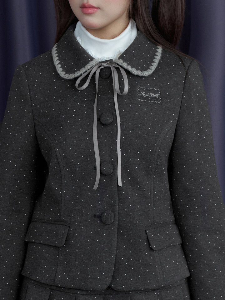 Dotted Pleated Mini Skirt