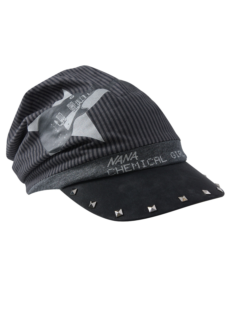 Y2K Punk Striped Guitar Studded Visor Beanie