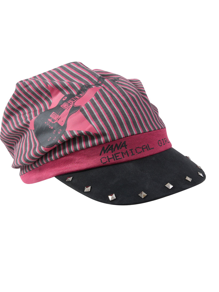 Y2K Punk Striped Guitar Studded Visor Beanie